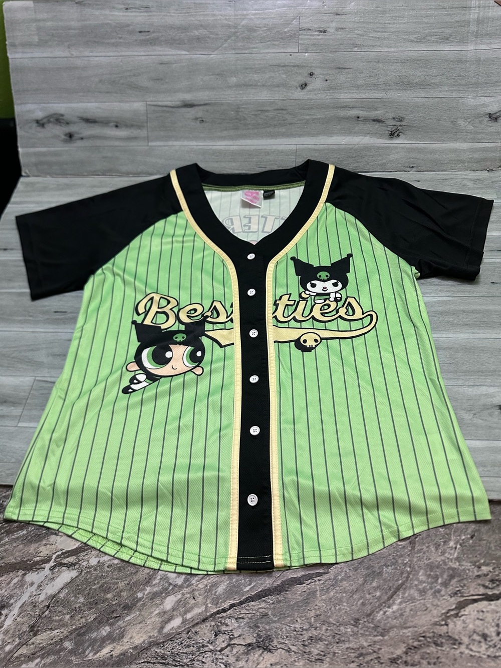 Hello Kitty Kuromi-Powerpuff Green Kuromi 'Besties' Baseball Cat Jersey - Picture 2 of 11